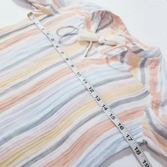 Soft Surroundings Women size PXS Rainbow Striped Tasseled Layered Midi Dress - Picture 5 of 12